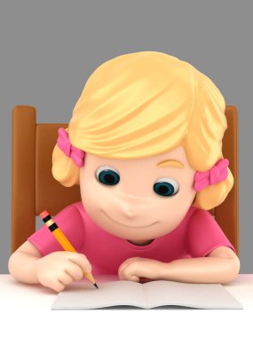 yazma bir kız 3D çizimi