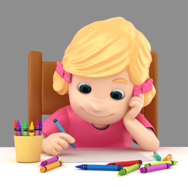 3D çizim bir kız resmi