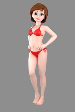 Mayo veya bikini seksi kız 3D çizimi