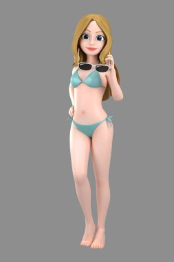 Mayo veya bikini seksi kız 3D çizimi