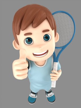 Tenis Tekdüzen RND çocukta 3D çizimi kaydolma başparmak