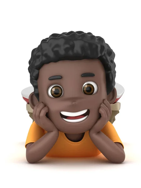 Иллюстрация Милого Африканского Мальчика Лежит Полу Улыбаясь — стоковое фото