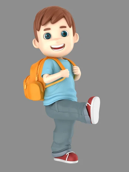 为学校准备的一个可爱的男孩带回包的插图 — 图库照片