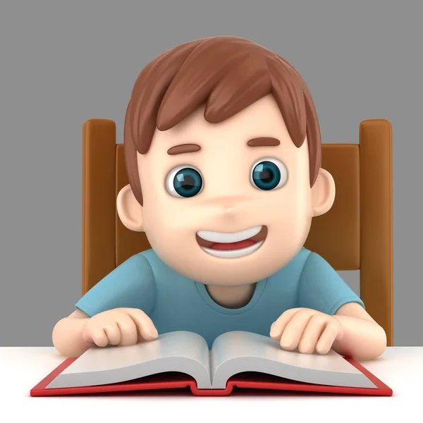 Illustration Eines Jungen Beim Lesen — Stockfoto