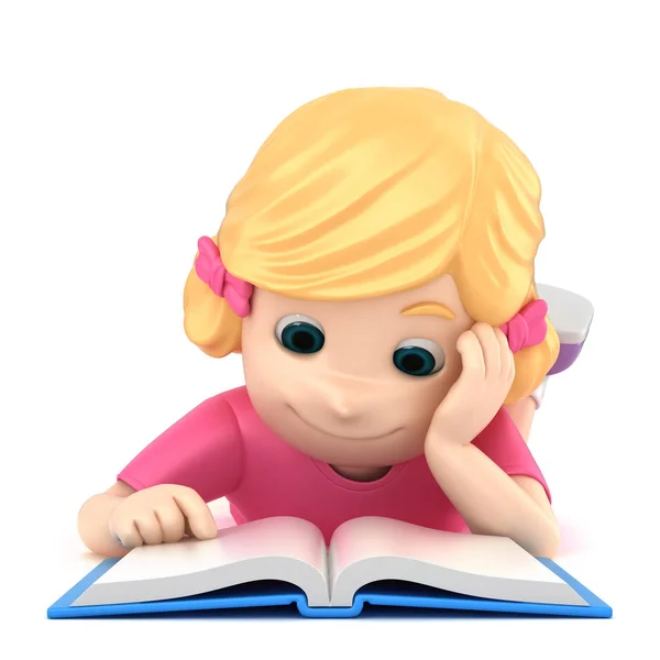 Απεικόνιση Του Ένα Κορίτσι Ανάγνωση Βάζοντας Στο Πάτωμα — Φωτογραφία Αρχείου