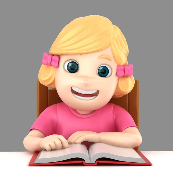 Illustration Girl Reading — Stock Photo, Image