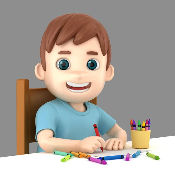 Illustration Boy Drawing — Stock Photo, Image