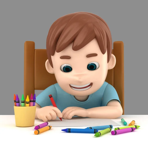 Illustration Boy Drawing — Stock Photo, Image