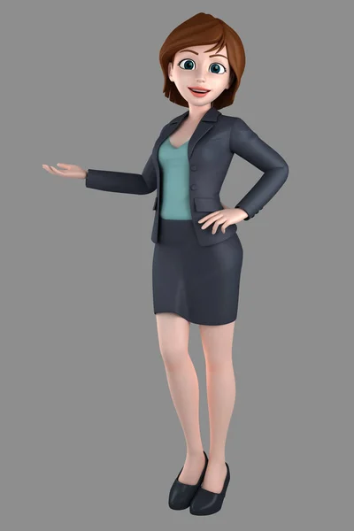 Illustration Young Business Woman Office Attire Presenting — Stock Photo, Image