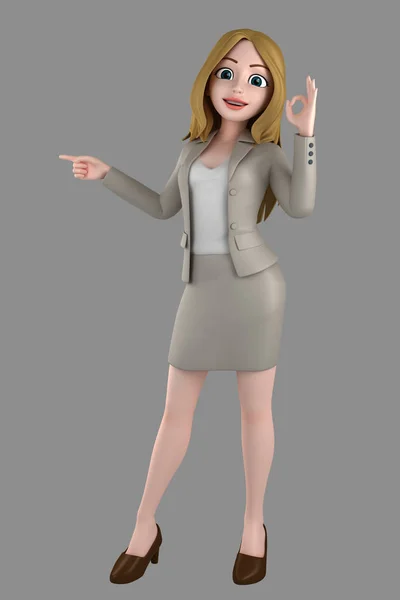 Işareti Ofis Kıyafet Içinde Bir Genç Kadın Gösterilmiştir — Stok fotoğraf