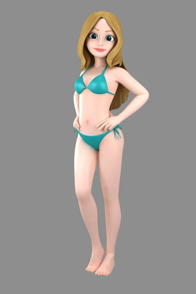Ilustración Una Chica Sexy Traje Baño Bikini —  Fotos de Stock