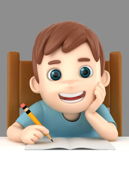 Illustration Boy Writing — Stock Photo, Image