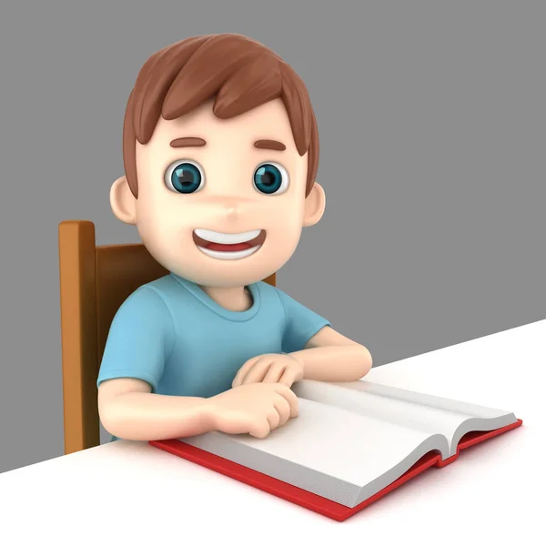 Illustration Boy Reading — Stock Photo, Image