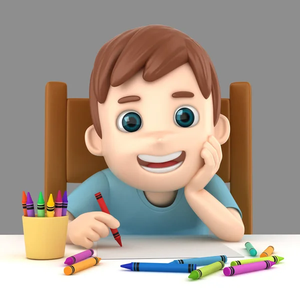 Illustration Boy Drawing — Stock Photo, Image