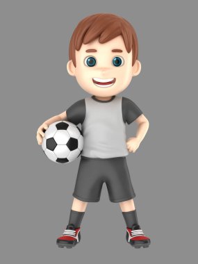 bir çocuk futbolda tek tip 3D çizimi