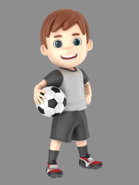 bir çocuk futbolda tek tip 3D çizimi