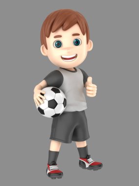 bir çocuk futbol işareti Yaşasın gösterilen tek tip 3D çizimi