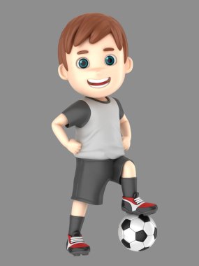 bir çocuk futbolda tek tip 3D çizimi
