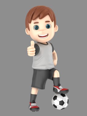 bir çocuk futbol işareti Yaşasın gösterilen tek tip 3D çizimi