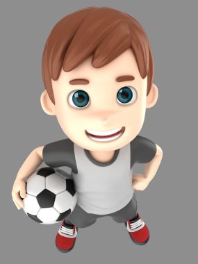 bir çocuk futbolda tek tip 3D çizimi