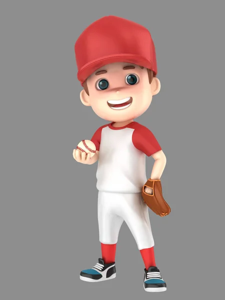 Ilustración Niño Uniforme Béisbol Sosteniendo Una Pelota —  Fotos de Stock