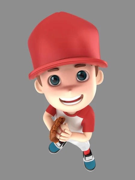 Illustration Pojke Baseball Uniform Håller Fladdermus — Stockfoto