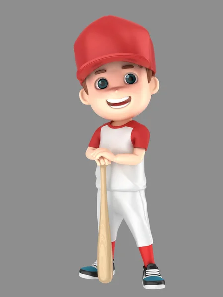 Illustration Pojke Baseball Uniform Håller Bat Som Innehar Fladdermus — Stockfoto