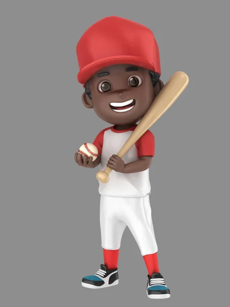 Kuva Afrikkalaisesta Amerikkalaisesta Pojasta Baseball Univormussa Pitelemässä Mailaa Palloa — kuvapankkivalokuva