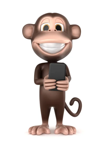 Візуалізація Мавпи Тримає Мобільний Телефон — стокове фото