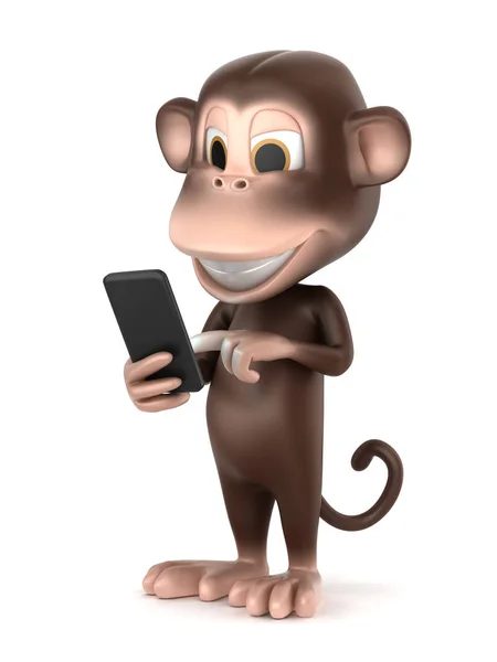 携帯電話をかざして猿の レンダリング — ストック写真