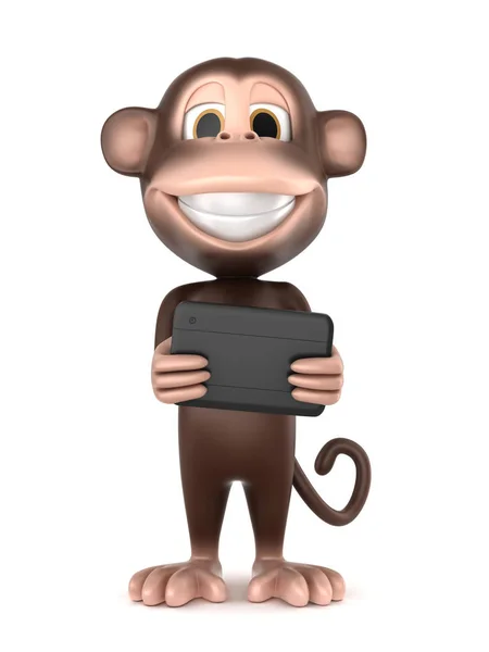 Візуалізація Мавпи Тримає Планшет — стокове фото