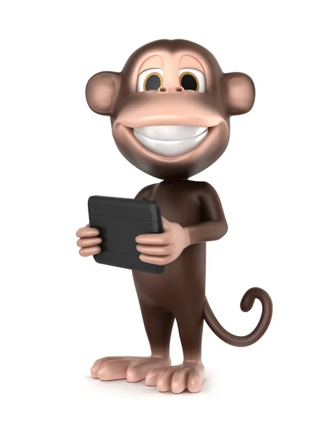 태블릿을 원숭이의 렌더링 — 스톡 사진