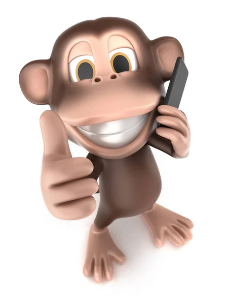 Render Małpy Gospodarstwa Telefonicznej Telefonu Komórkowego Nawi Zywanie Po³ Czeñ — Zdjęcie stockowe