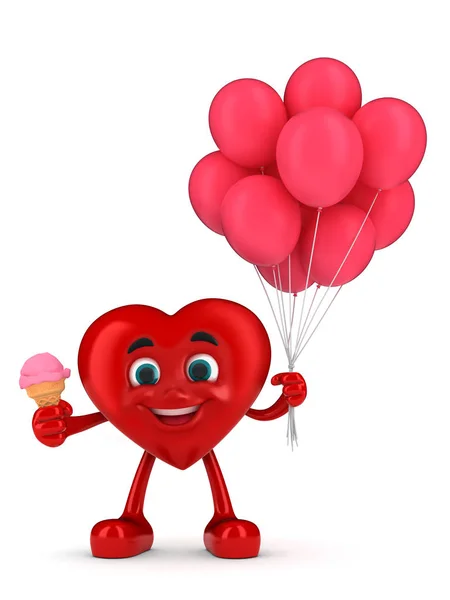 Render Heart Balloons Icecream — Stock Photo, Image