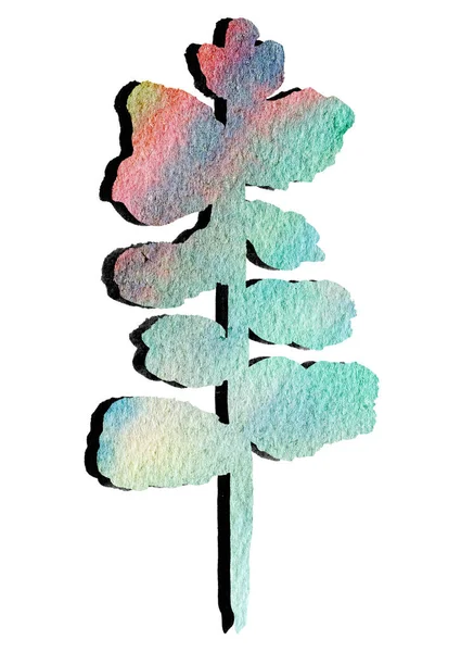 Silueta akvarelového stromu, zimní design — Stock fotografie