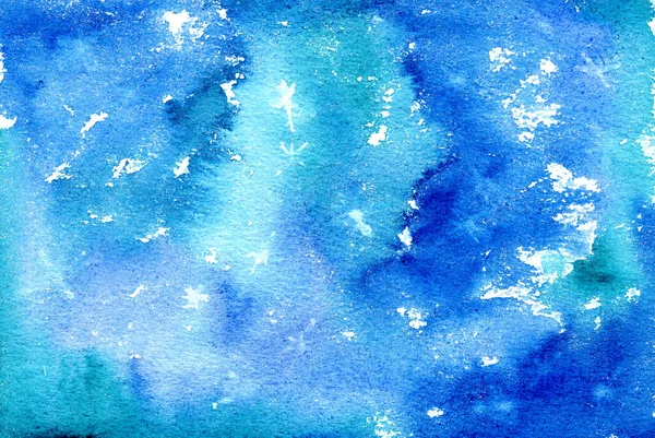 Watercolor bright blue winter background. — Stock Photo, Image