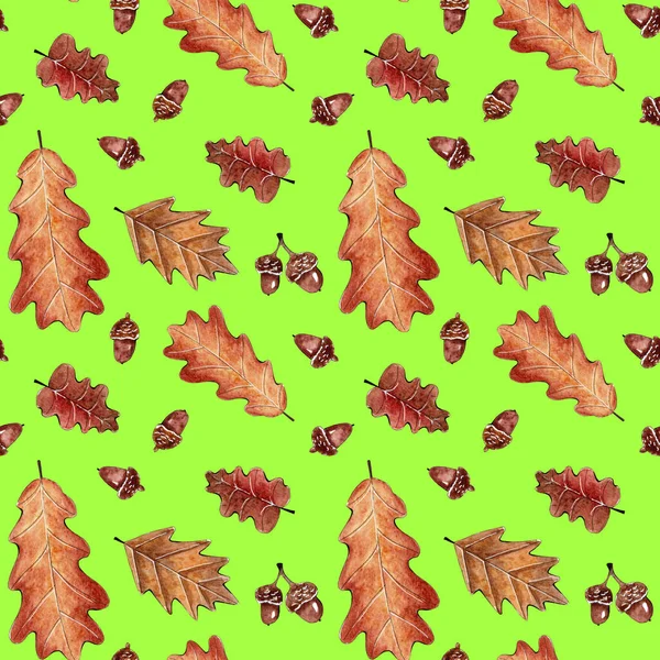 Seamless watercolor autumn fall pattern.