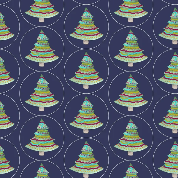Nahtloses Aquarell-Muster für Weihnachten und Neujahr — Stockfoto