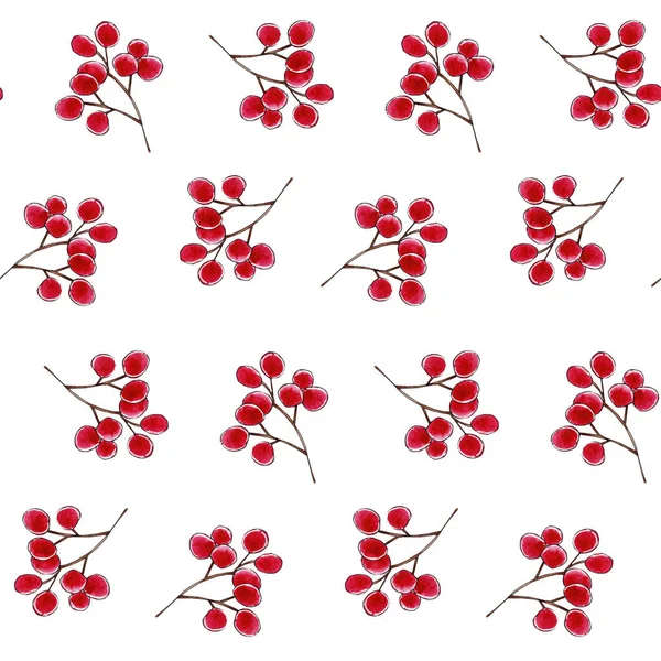Watercolor berries pattern, seamless digital paper. — Stock Photo, Image