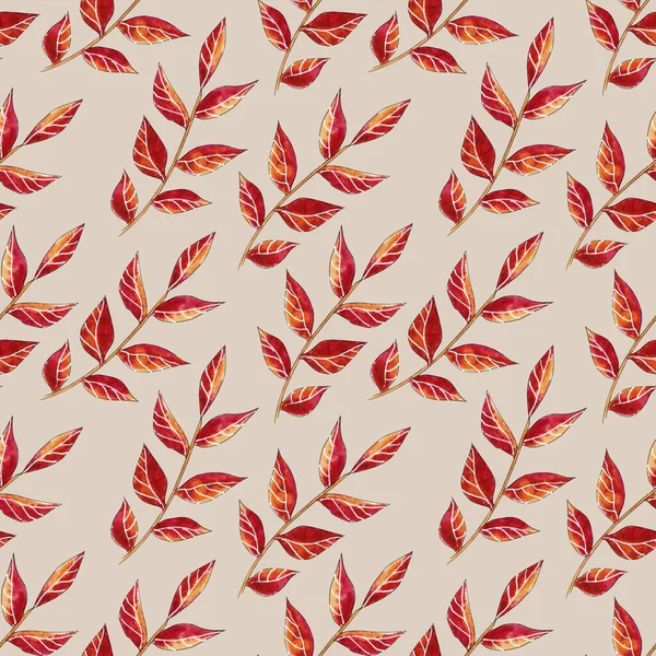 Watercolor colorful autumn fall leaves pattern. — Stock Photo, Image