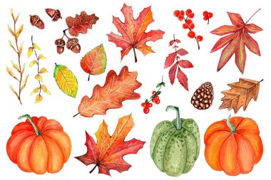 El yapımı suluboya Şükran Günü seti.