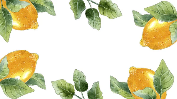 Дизайн ручного фарбування акварельних лимонів — стокове фото