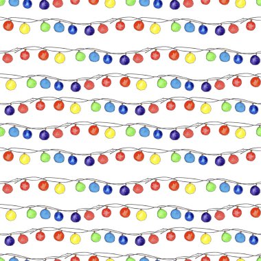 Mutlu Noeller ve suluboya Noel ışıklarıyla mutlu yıllar..