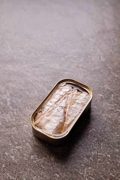 Tin can of sardines with space for text in vertical
