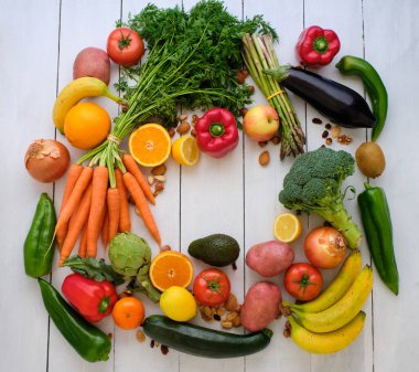 Metin için alanı olan taze sebzeler