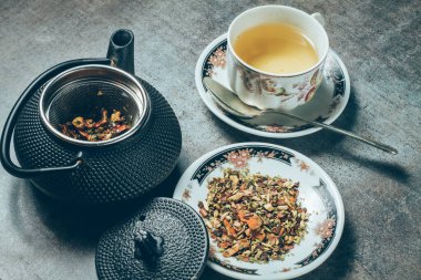 Yeşil çay ve çay yaprakları