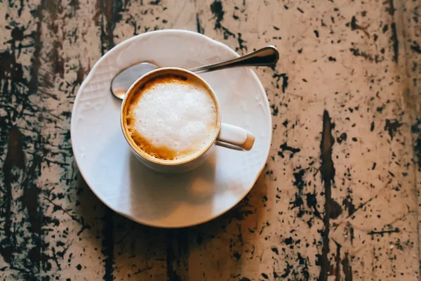 Kırsal Masada Yukarıdan Görünen Kahve Kesiği — Stok fotoğraf