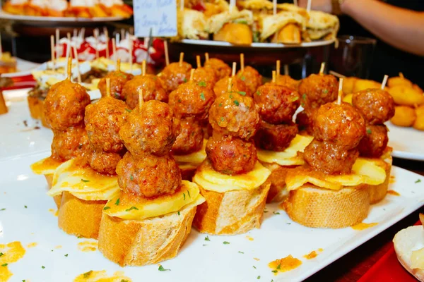 Spanska Tapas Kallas Pintxos Baskien — Stockfoto