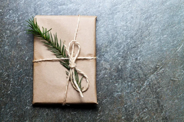 Package Wrapped Kraft Paper Tied Jute — Stock Photo, Image