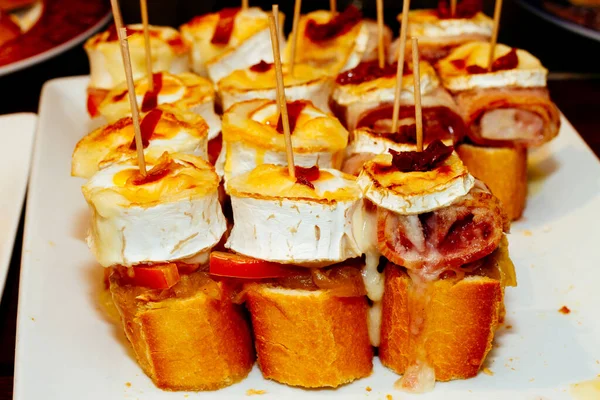 Tapas Espanholas Chamadas Pintxos País Basco — Fotografia de Stock